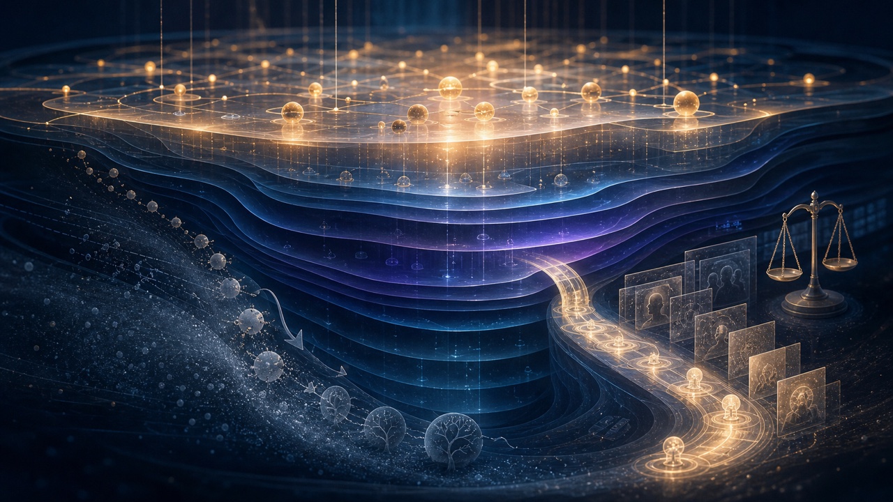 Hierarchical memory systems heat active nodes, sink outdated information, and retain audit trails