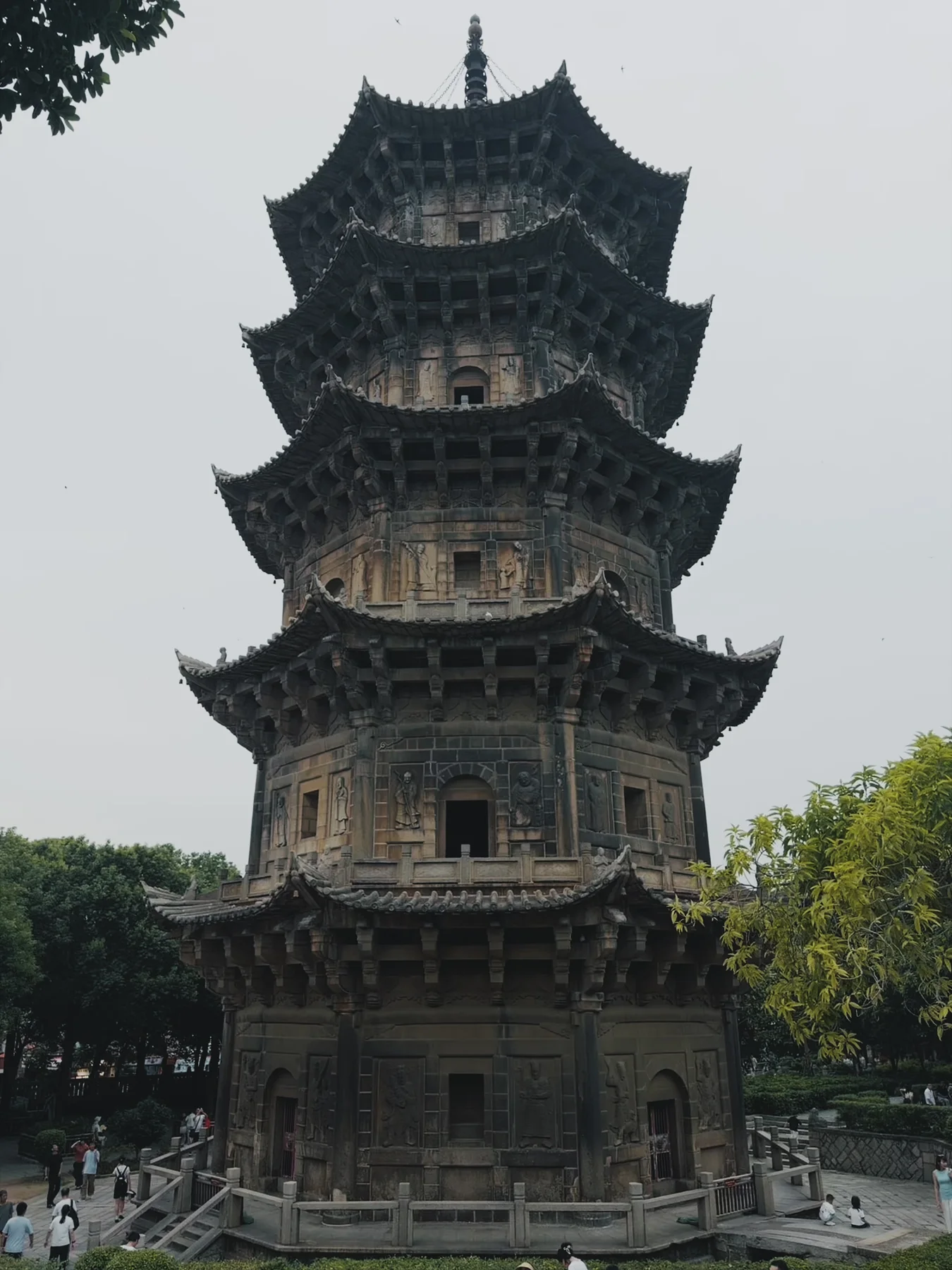 Kaiyuan Temple’s stone pagoda rises in layers, its reliefs, eaves, and joints retaining the visible weight of time
